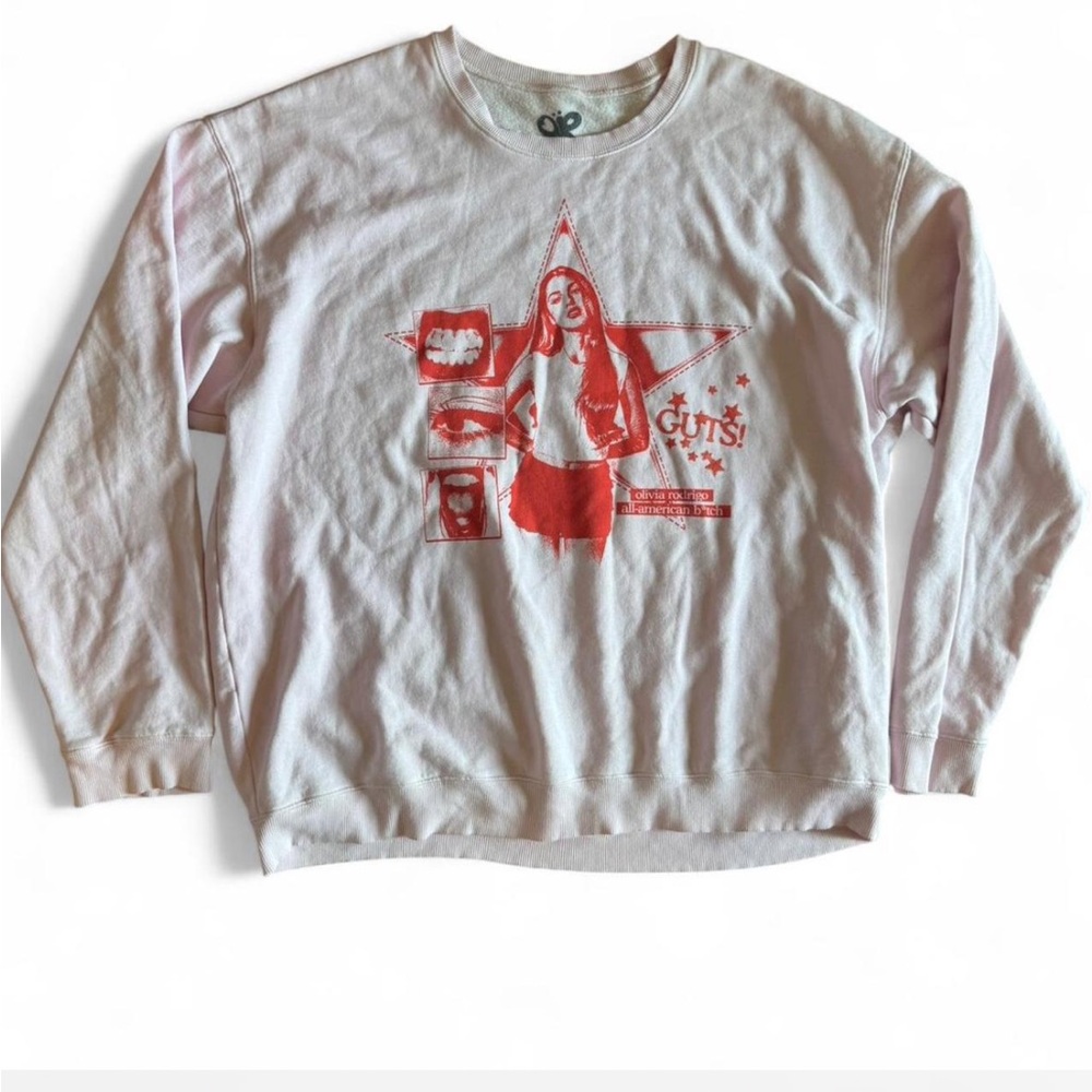 Olivia Rodrigo Guts World Tour All American B Pink Sweatshirt Size XXXL